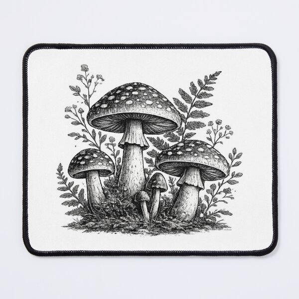 Item preview, Vintage forest mushrooms linocut designed and sold by HandicraftArt.