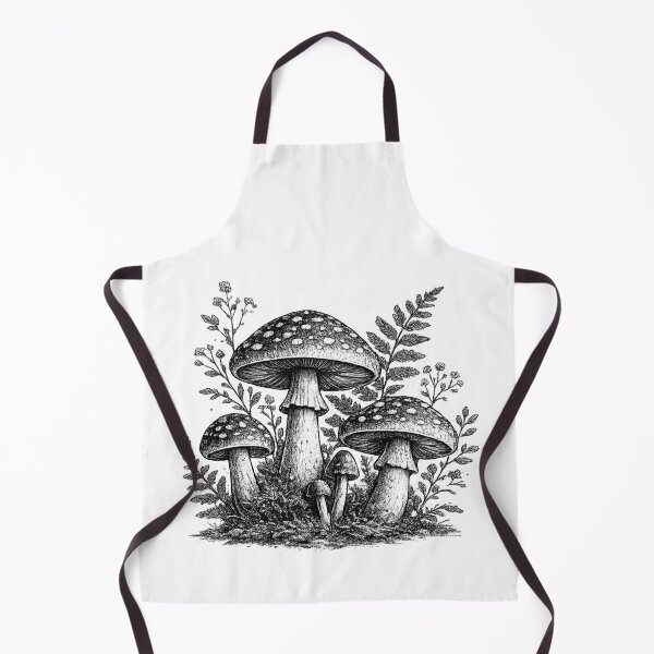 Item preview, Vintage forest mushrooms linocut designed and sold by HandicraftArt.