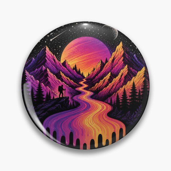 Item preview, Neon Mountain Dreamscape | Cosmic Vaporwave Landscape designed and sold by nouhaZN.