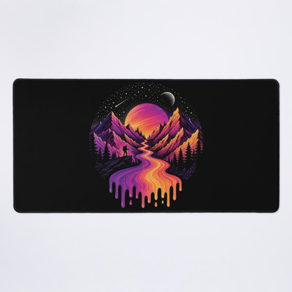 Item preview, Neon Mountain Dreamscape | Cosmic Vaporwave Landscape designed and sold by nouhaZN.