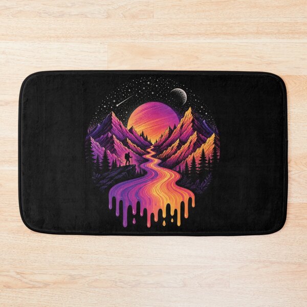 Item preview, Neon Mountain Dreamscape | Cosmic Vaporwave Landscape designed and sold by nouhaZN.