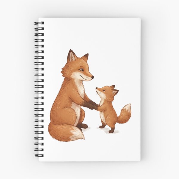 Item preview, Mama and Baby Fox Holding Paws - Sweet Woodland Animal Art designed and sold by Inka Moon Design.