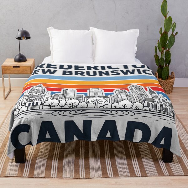 Item preview, Fredericton New Brunswick Canada Minimalist Skyline Retro Colors designed and sold by HowToCanadian.