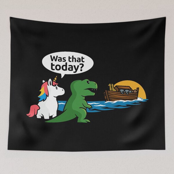 Item preview, Noah's Ark Unicorn - "Was that today?" funny unicorn & T-Rex designed and sold by messy-nessie.