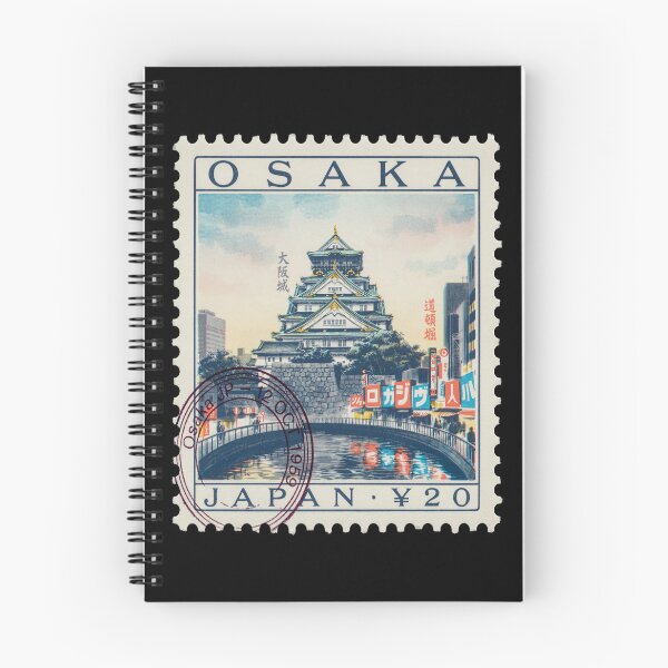 Item preview, Osaka Japan Castle Dotonbori Neon Skyline Stamp Sticker designed and sold by stickercuffs.