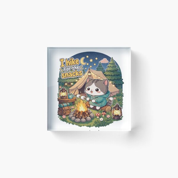 Item preview, I Hike for the Snacks Cute Camping Cat | Funny Hiking Cat Sticker designed and sold by MurkCraft.