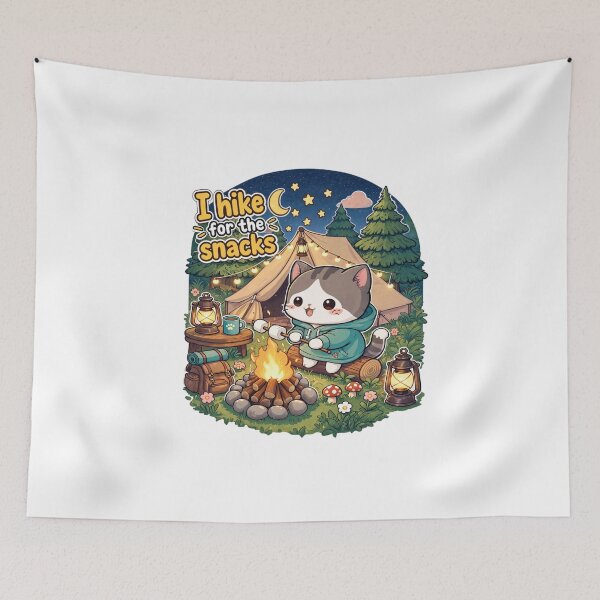 Item preview, I Hike for the Snacks Cute Camping Cat | Funny Hiking Cat Sticker designed and sold by MurkCraft.