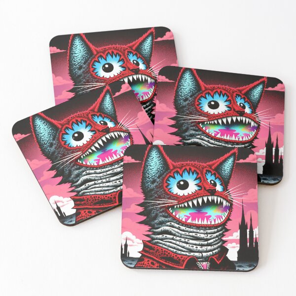 Item preview, Creepy Cute Cat Portrait - Dark Red Cat Illustration designed and sold by QQQueen.