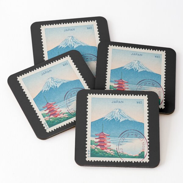 Item preview, Mount Fuji Japan Pagoda Lake Skyline Stamp Sticker designed and sold by stickercuffs.