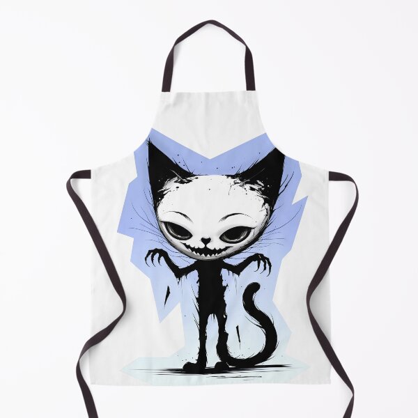 Item preview, Creepy Cute Black and White Cat with Evil Smile and Sharp Claws | Spooky Dark Art designed and sold by QQQueen.