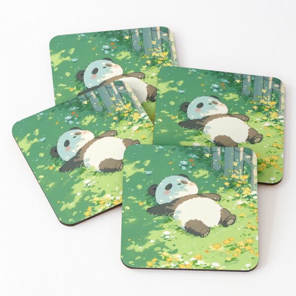 Aperçu de l'œuvre Panda kawaii endormi dans une prairie printanière | Illustration de nature mignonne et apaisante | Art animalier pastel créée et vendue par Rohinirohi029.