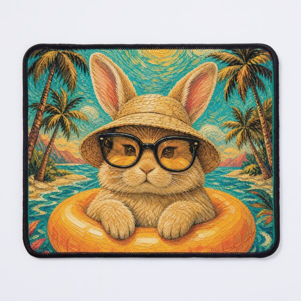 Item preview, Cute Bunny Summer Float | Funny Tropical Beach Rabbit Art designed and sold by merchxwear.