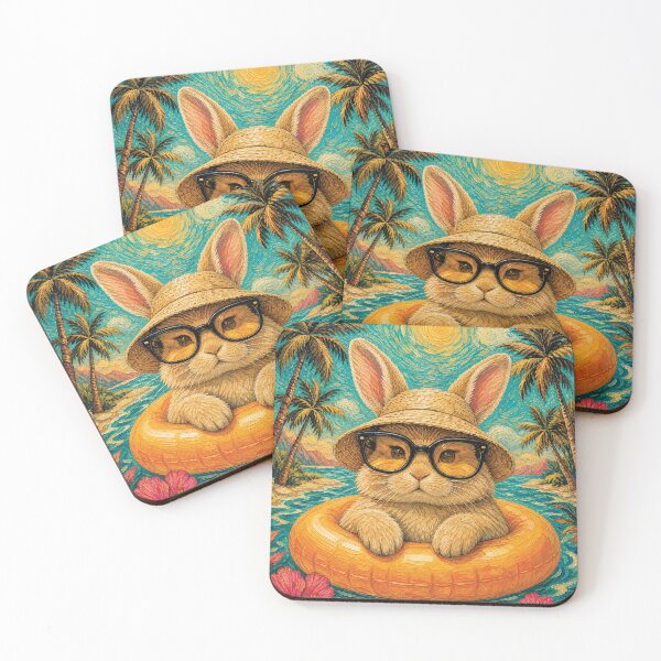 Item preview, Cute Bunny Summer Float | Funny Tropical Beach Rabbit Art designed and sold by merchxwear.