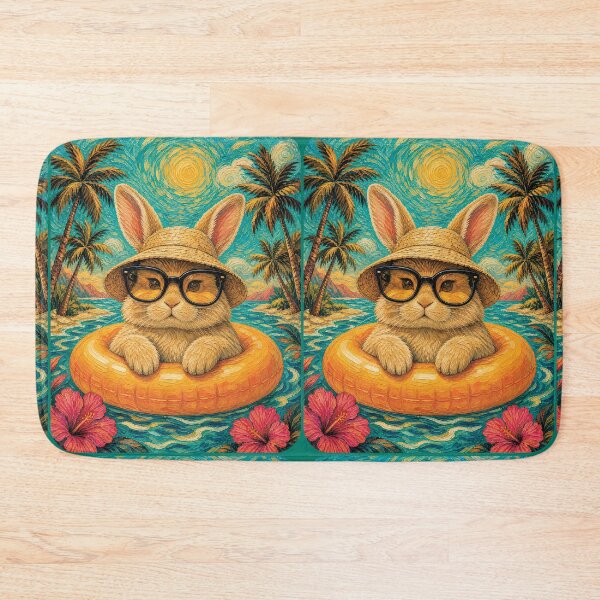 Item preview, Cute Bunny Summer Float | Funny Tropical Beach Rabbit Art designed and sold by merchxwear.