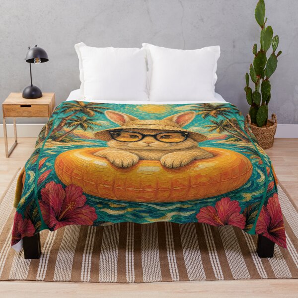 Item preview, Cute Bunny Summer Float | Funny Tropical Beach Rabbit Art designed and sold by merchxwear.