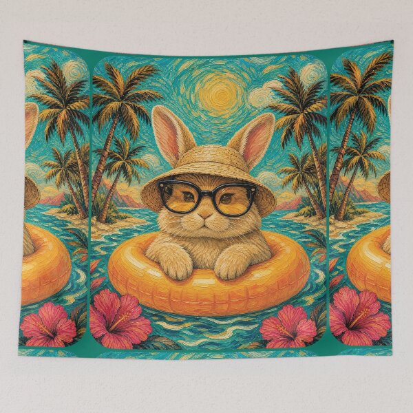 Item preview, Cute Bunny Summer Float | Funny Tropical Beach Rabbit Art designed and sold by merchxwear.