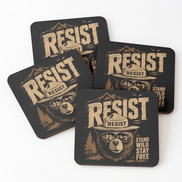Item preview, Resist Stand Wild Stay Free Wilderness Bear Freedom Environmentalist designed and sold by HumansStuck12.