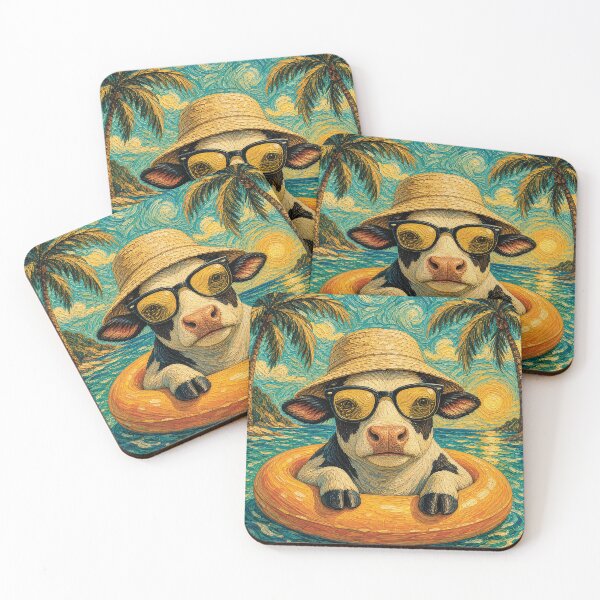 Item preview, Funny Cow with Sunglasses | Funny Tropical Beach Cow Art designed and sold by merchxwear.