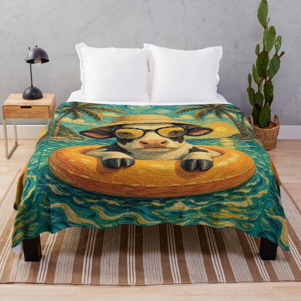Item preview, Funny Cow with Sunglasses | Funny Tropical Beach Cow Art designed and sold by merchxwear.