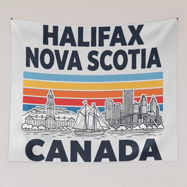 Item preview, Halifax Nova Scotia Canada Minimalist Skyline Retro Colors designed and sold by HowToCanadian.