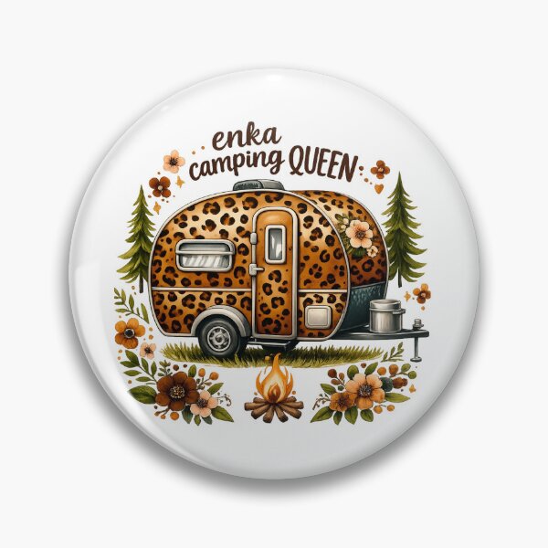 Item preview, Enka Camping Queen Leopard Print Retro Camper PNG designed and sold by JMDG Studio.