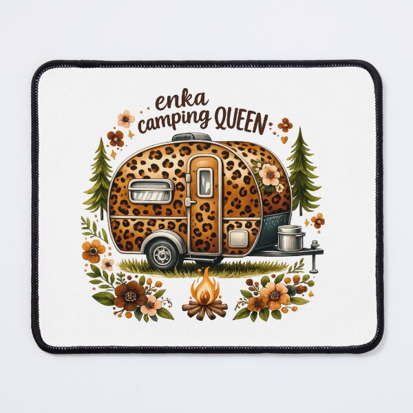 Item preview, Enka Camping Queen Leopard Print Retro Camper PNG designed and sold by JMDG Studio.