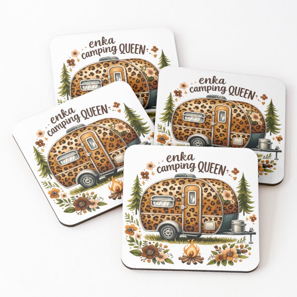 Item preview, Enka Camping Queen Leopard Print Retro Camper PNG designed and sold by JMDG Studio.