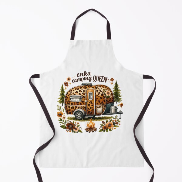 Item preview, Enka Camping Queen Leopard Print Retro Camper PNG designed and sold by JMDG Studio.
