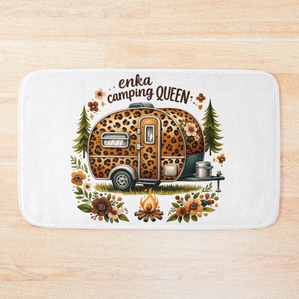 Item preview, Enka Camping Queen Leopard Print Retro Camper PNG designed and sold by JMDG Studio.