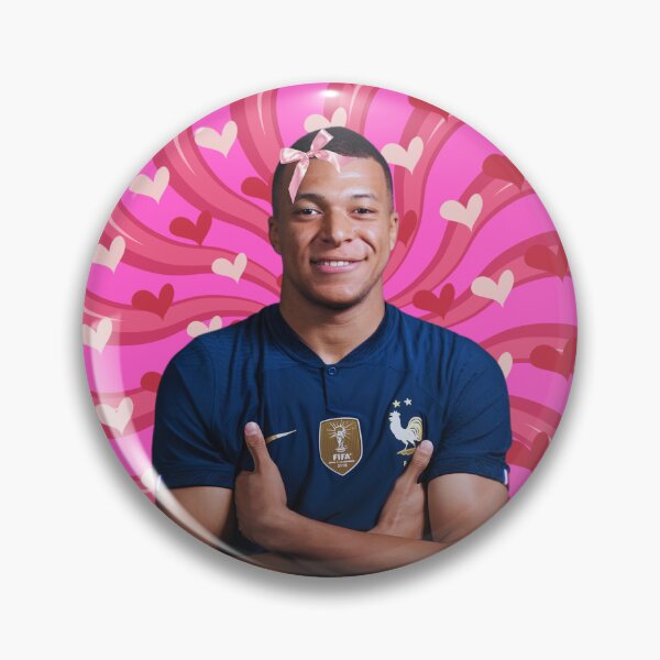 Item preview, Cute Mbappé with Pink Bow, French footballer designed and sold by SuchWowDesign.