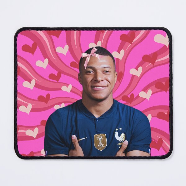 Item preview, Cute Mbappé with Pink Bow, French footballer designed and sold by SuchWowDesign.