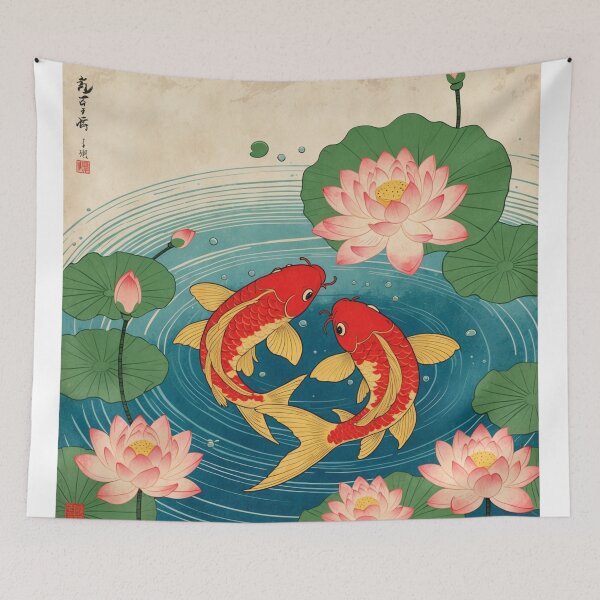 Item preview, Koi Fish Zen Print - Patience Balance Japanese Watercolor designed and sold by NeuralAuraArts.