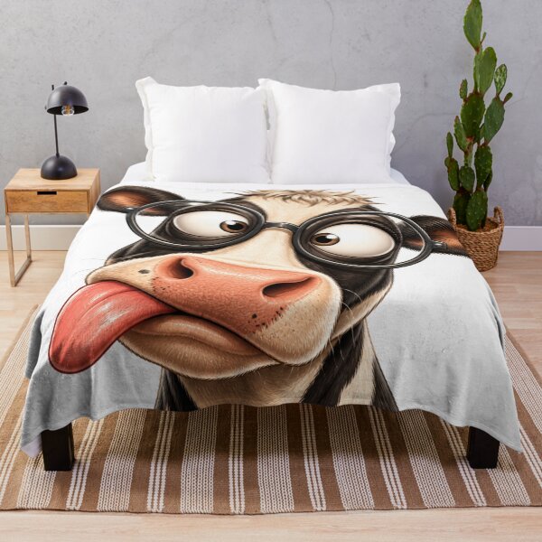 Item preview, Funny Cow with Glasses – Silly Farm Animal Portrait designed and sold by LittleGinnyArt.