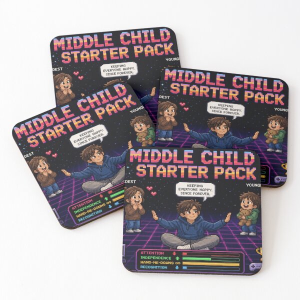 Item preview, Middle Child Starter Pack Retro Gaming Pixel Art T-Shirt - Nostalgic Design designed and sold by irfanshikh.