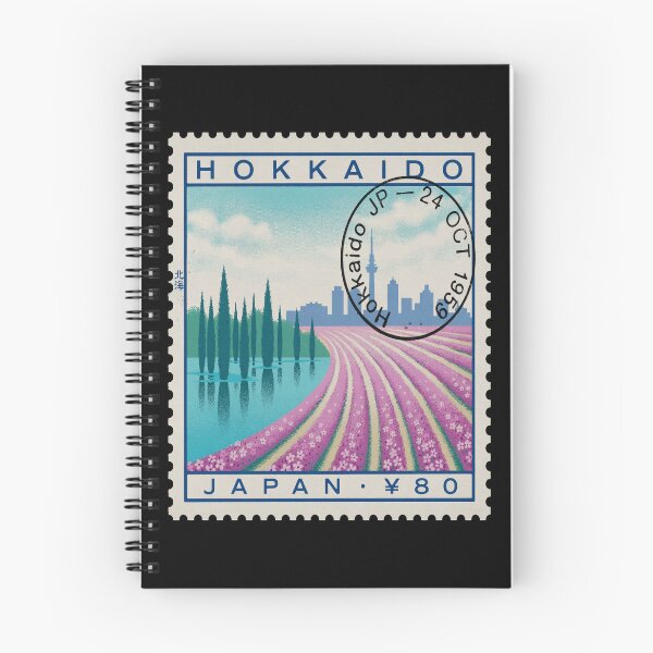 Item preview, Hokkaido Japan Lavender Pond Skyline Stamp Sticker designed and sold by stickercuffs.