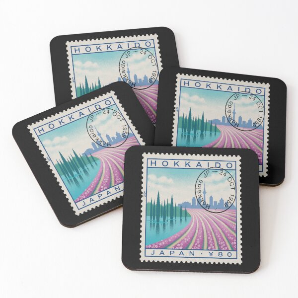 Item preview, Hokkaido Japan Lavender Pond Skyline Stamp Sticker designed and sold by stickercuffs.