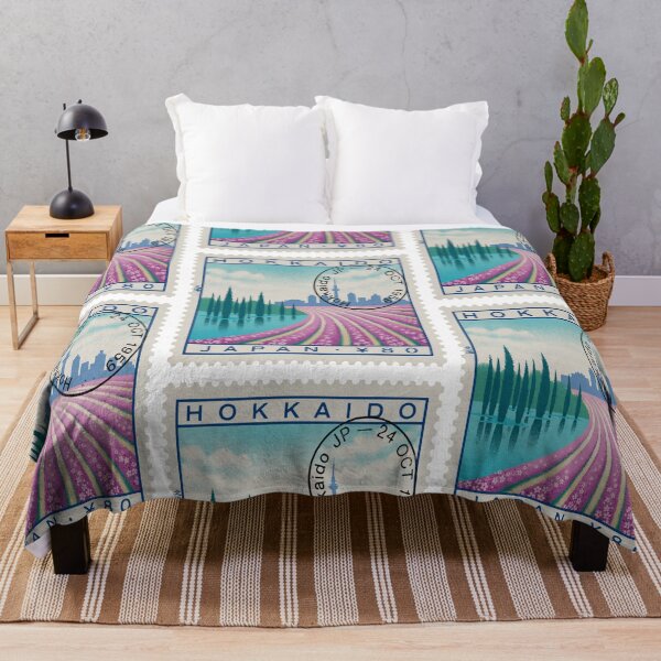 Item preview, Hokkaido Japan Lavender Pond Skyline Stamp Sticker designed and sold by stickercuffs.