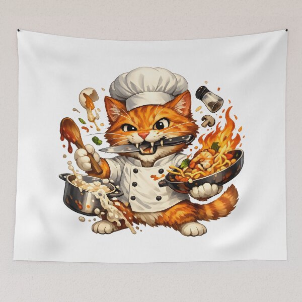 Item preview, Chaotic Orange Cat Chef Cooking Disaster designed and sold by builtforyou.