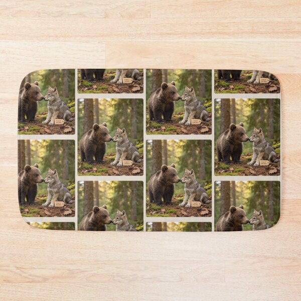 Item preview, Cute Bear Cub Wolf Cub Forest Friends Wildlife Nature designed and sold by BagFactoryUK.