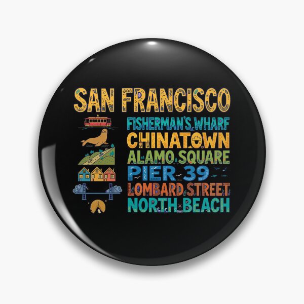 Item preview, San Francisco City Highlights Landmarks Colorful Typography Travel Crew designed and sold by Yellowriversss.