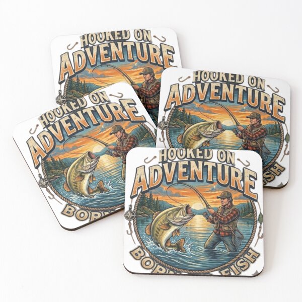 Item preview, Hooked On Adventure Born To Fish Vintage Fishing Design designed and sold by Salma.Store.