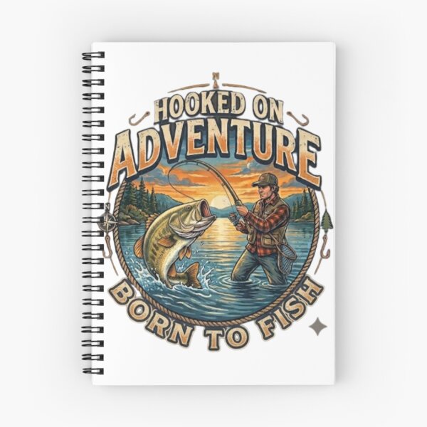 Item preview, Hooked On Adventure Born To Fish Vintage Fishing Design designed and sold by Salma.Store.
