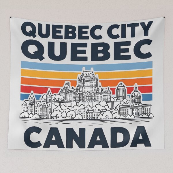 Item preview, Quebec City Canada Minimalist Skyline Retro Colors designed and sold by HowToCanadian.