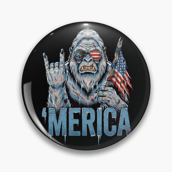 Item preview, 'Merica Icy Yeti Bigfoot Rock On Flag Design v1 designed and sold by DarylWelsh2024.