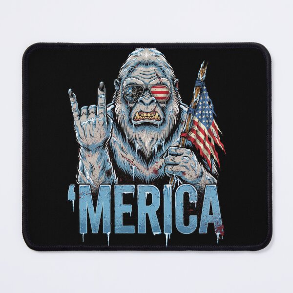 Item preview, 'Merica Icy Yeti Bigfoot Rock On Flag Design v1 designed and sold by DarylWelsh2024.