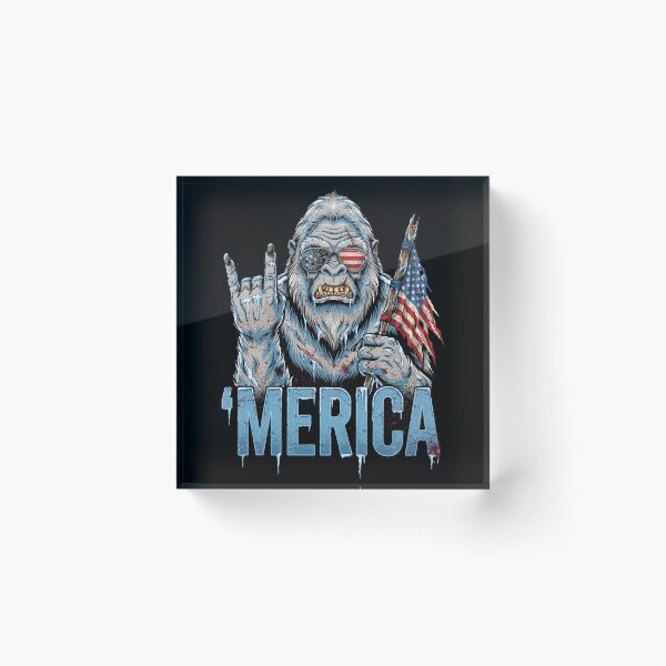 Item preview, 'Merica Icy Yeti Bigfoot Rock On Flag Design v1 designed and sold by DarylWelsh2024.