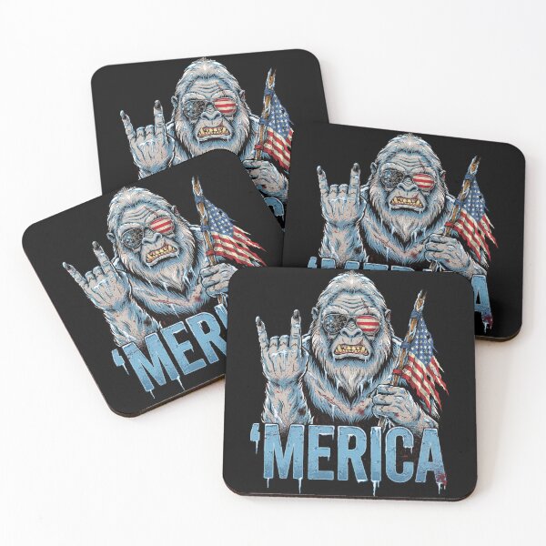 Item preview, 'Merica Icy Yeti Bigfoot Rock On Flag Design v1 designed and sold by DarylWelsh2024.