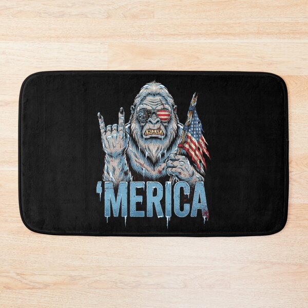 Item preview, 'Merica Icy Yeti Bigfoot Rock On Flag Design v1 designed and sold by DarylWelsh2024.