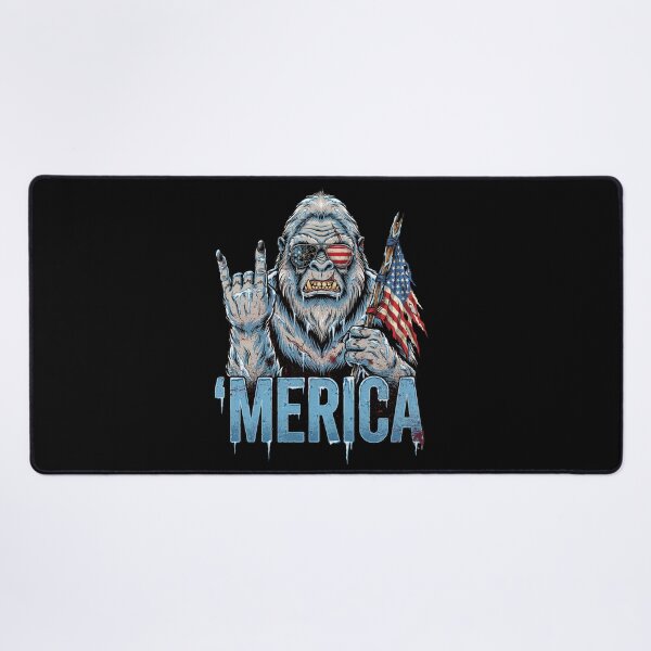 Item preview, 'Merica Icy Yeti Bigfoot Rock On Flag Design v1 designed and sold by DarylWelsh2024.