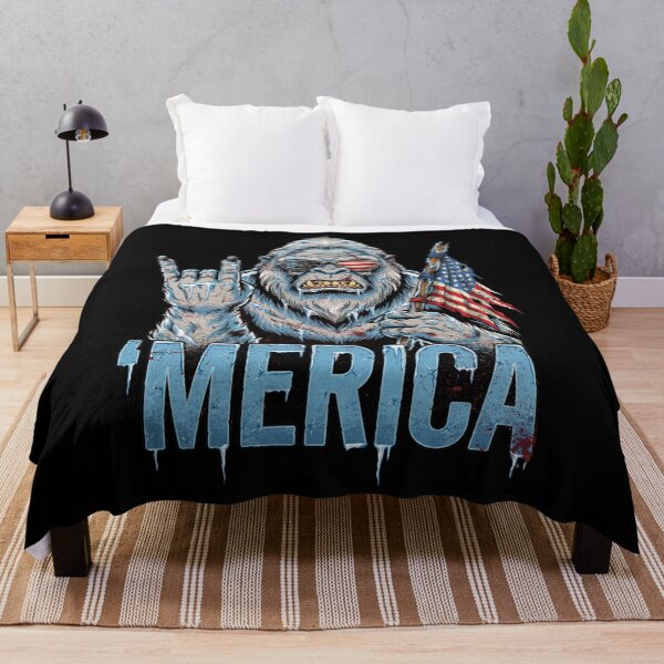 Item preview, 'Merica Icy Yeti Bigfoot Rock On Flag Design v1 designed and sold by DarylWelsh2024.